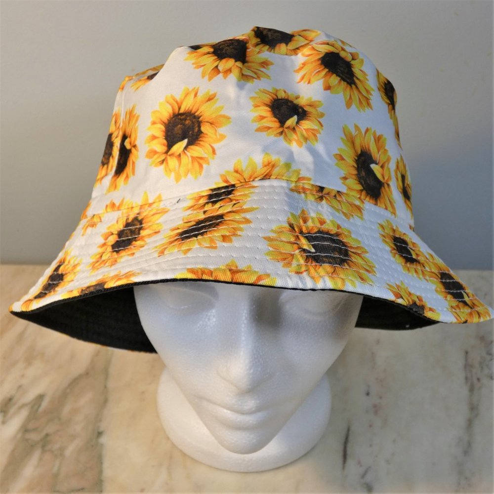 UNISEX Reversible bucket hat sunflower and black